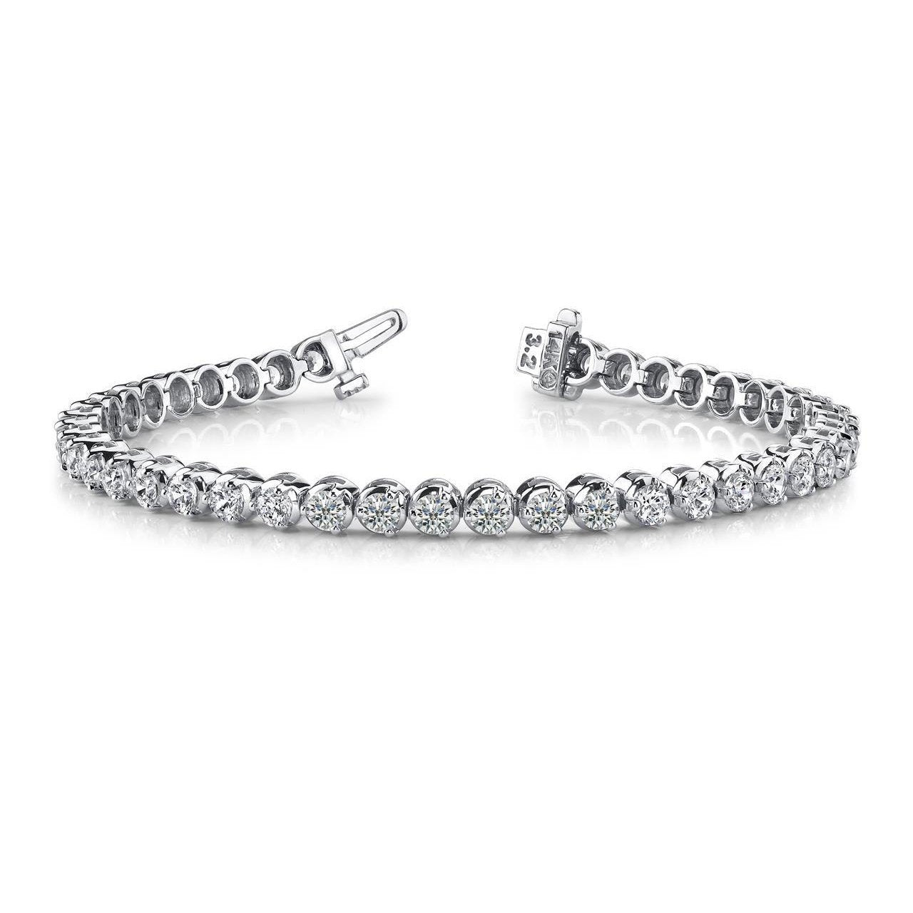 Bracelet De Tennis Serti De Griffes De Véritable Diamants Ronds De 16 Cts En Or Blanc 14K