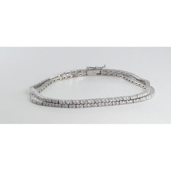Bracelet Double Rang Pour Femme à 8 Carats De Réel Diamants Ronds 14K D'Or Blanc