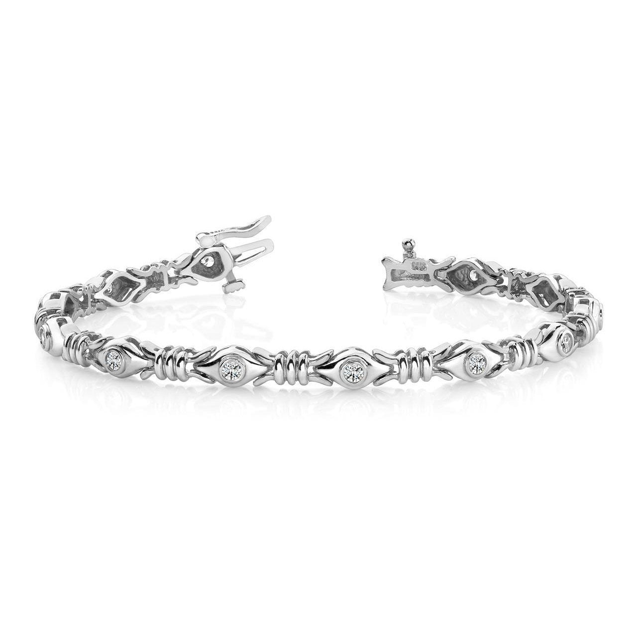 Bracelet En Biseau De X Liens à 4,20 Carats De Véritable Diamants Ronds Bijoux En Or Blanc