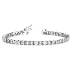 Bracelet En Biseau à 4 Carats De Réel Diamants Ronds Brillants 14K D'Or Blanc