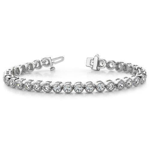 Bracelet En Biseau à 8 Carats De Naturel Diamants Ronds Bijoux En Or Blanc