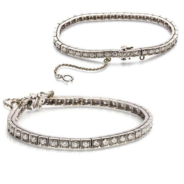 Bracelet En Chaîne A 8 Carats Véritable De Diamants Ronds 14K D'Or Blanc