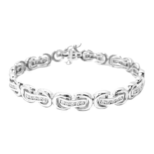 Bracelet En Chaîne Pour Femme à 6 Ct De Naturel Diamants Ronds Bijoux à 14K D'Or