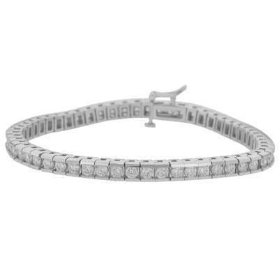 Bracelet En Chaîne à 6,05 Carats De Véritable Diamants Ronds Étincelants 14K D'Or Blanc