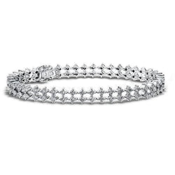Bracelet En Double Rang Pour Femme à 3,60 Carats De Réel Diamants 14K D'Or Blanc Nouveau