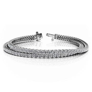 Bracelet En Double Rang Pour Femme à 6,70 Carats De Réel Diamants 14K D'Or Blanc Nouveau