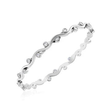 Bracelet En Or Blanc A Réel Diamants De Taille Ronde De 3,90 Carats