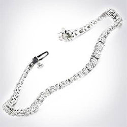 Bracelet En Or Blanc Solide À 6,60 Carats De Naturel Diamants Ronds Étincelants Et Fins