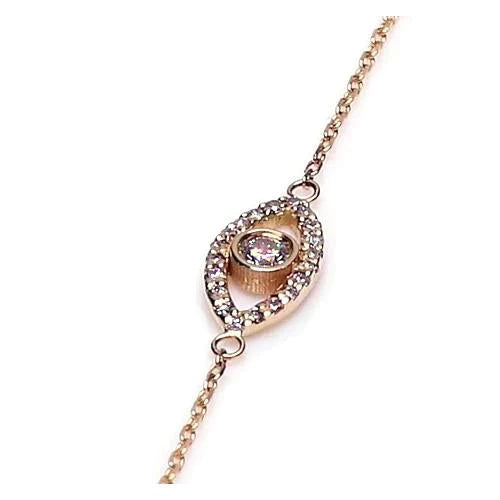 Bracelet En Or Jaune De 1,30 Carats Réel Diamant Serti D'une Lunette En Forme D'oeil Bijoux