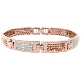 Bracelet En Réel Diamant Pour Homme De 7.50 Chariots En Or Rose 14 Carats