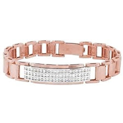 Bracelet En Réel Diamant Pour Homme En Or Rose 14K. Bijoux En Diamant 3 Carats