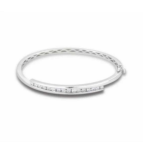 Bracelet En Réel Diamant Rond De 2,40 Carats Pour Femme Avec Or Blanc De 14K