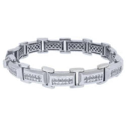 Bracelet Etincelant Pour Homme En Or Blanc Avec Naturel Diamants Taille Princesse 10 Carats