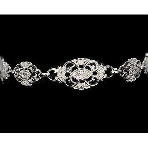 Bracelet Femme 5 Carats Naturel Diamant Blanc Bijoux 14K