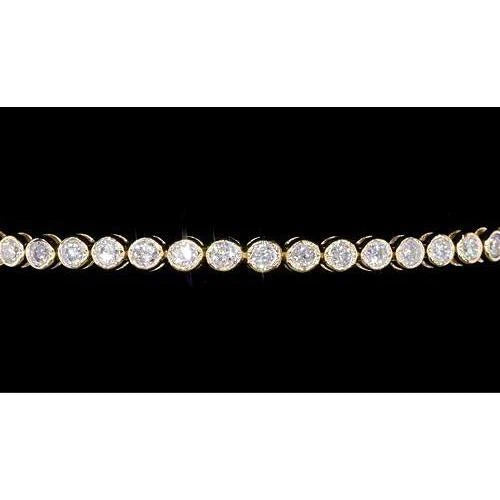 Bracelet Femme Authentique Diamant 5 Carats Lunette Sertie Or Jaune Nouveau
