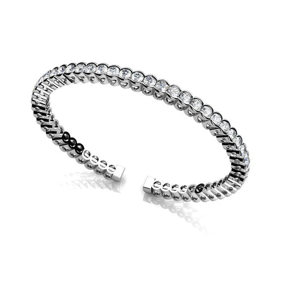 Bracelet Femme Bijoux En Or Serti De Lunette Avec Réel Diamants Ronds De 11 Carats