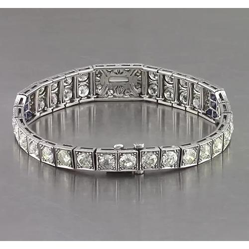 Bracelet Femme Style Antique Saphir Et Réel Diamant 24.80 Carats
