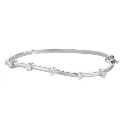 Bracelet Femme en Réel Diamant Rond 2,50 Carats Or Blanc 14K