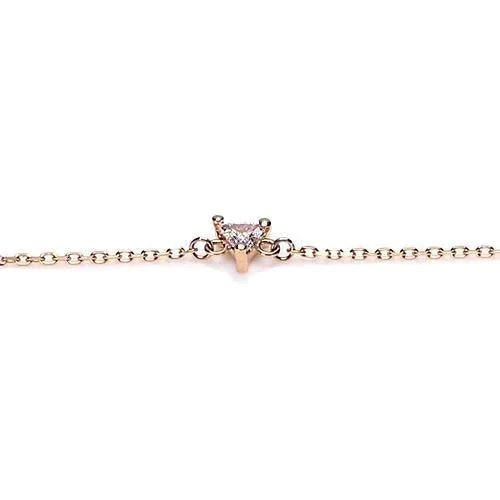 Bracelet Forme Trilliant 1 Carat Réel Diamant Pierre Centrale Bijoux Or Jaune
