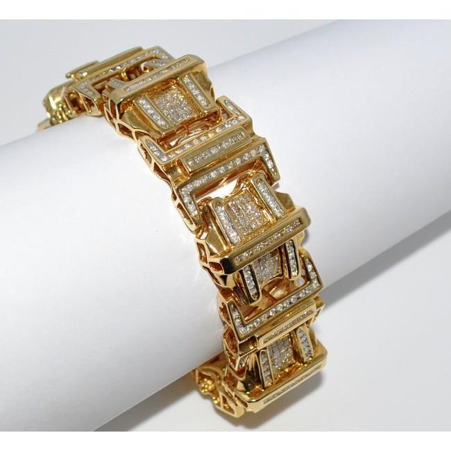 Bracelet Homme 12 Carats Petits Naturel Diamants Scintillants Or 14K Jaune