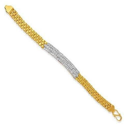 Bracelet Homme Bicolore Or 14K 3 Carats Authentique Diamants Nouveau