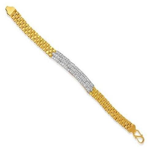 Bracelet Homme Bicolore Or 14K 3 Carats Authentique Diamants Nouveau
