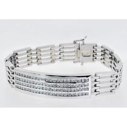 Bracelet Homme Or Blanc 14K 5.50 Carats Petits Réel Diamants Scintillants