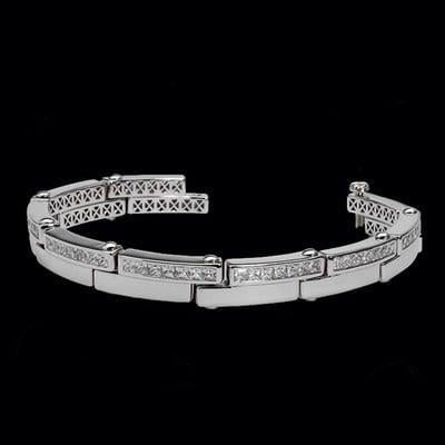 Bracelet Homme Or Blanc 14K 9.45 Carats Véritable Diamants Neuf