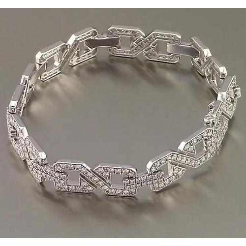 Bracelet Homme Réel Diamant Serti De Griffes 9 Carats Bijoux En Or Blanc 14K Neuf