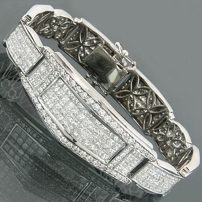 Bracelet Homme Réel Diamant Taille Princesse 16.50 Carats