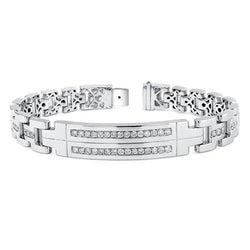 Bracelet Homme Rond Pavé De Réel Diamants En Or Blanc Massif 14K 6 Carats