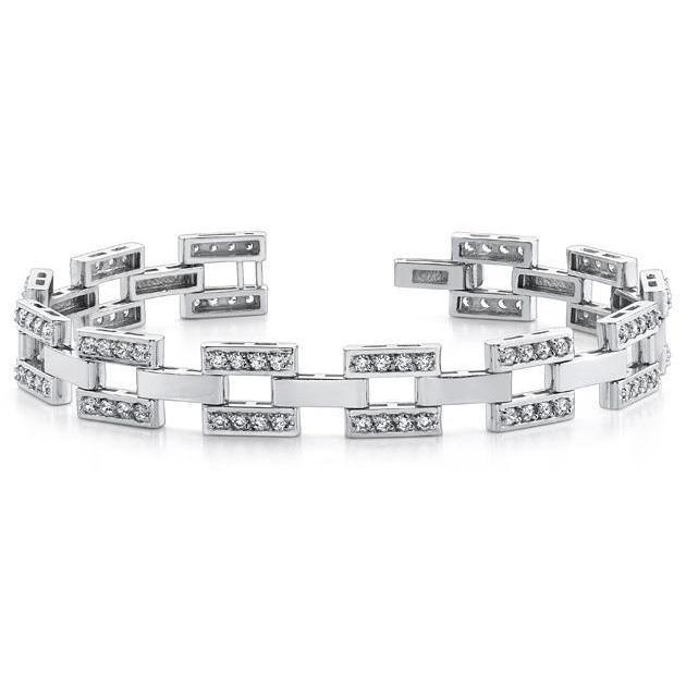 Bracelet Homme Véritable Diamant Rond 9.60 Ct En Or Blanc Massif Bijoux Fins Pour Hommes
