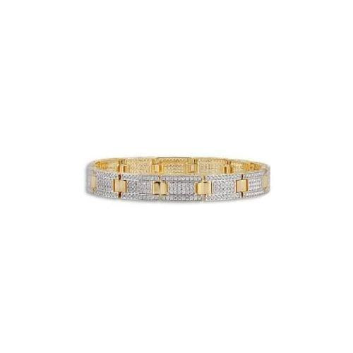 Bracelet Homme Véritable Diamants Etincelants Taille Brillant 10.50 Carats Yg 14K