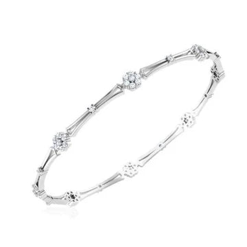 Bracelet Jonc A Réel Diamants Ronds De 6,40 Carats En Or Blanc 14K