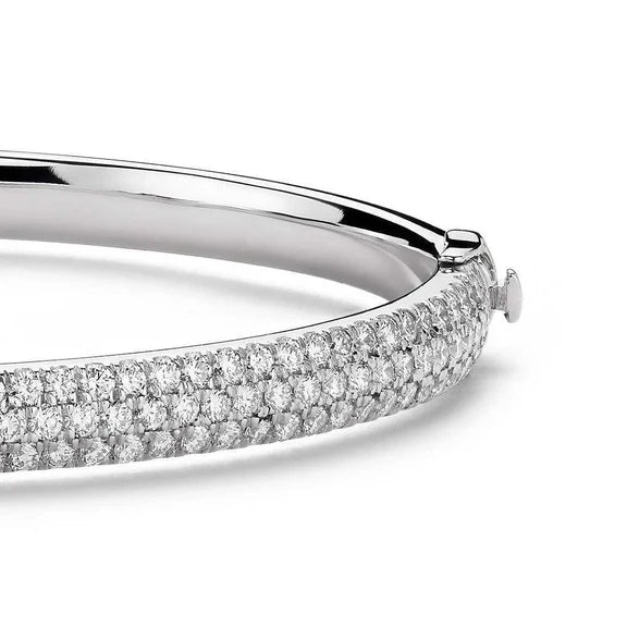 Bracelet Jonc A Réel Diamants Ronds De 9 Cts En Or Blanc 14K