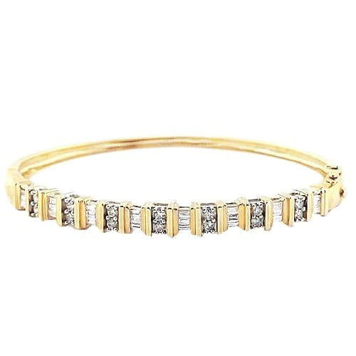 Bracelet Jonc Bijoux Neuf en Or Jaune avec Réel Diamant de 6 Carats pour Femme