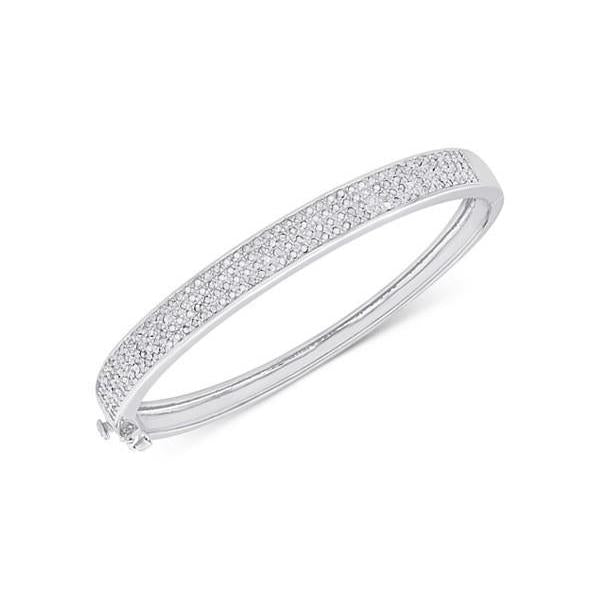 Bracelet Jonc De 4 Carats De Réel Diamants  De Taille Ronde En Or Blanc De 14K
