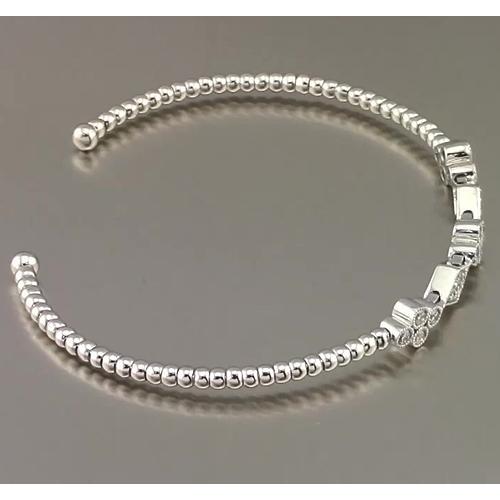 Bracelet Jonc En Or Blanc Serti Clos De 1,50 Carats Réel Diamant Bijoux Pour Femme