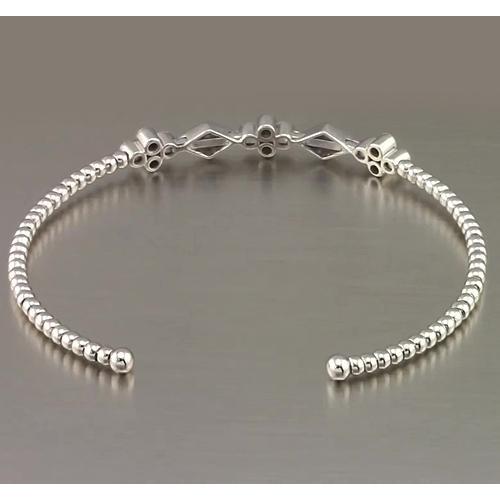 Bracelet Jonc En Or Blanc Serti Clos De 1,50 Carats Réel Diamant Bijoux Pour Femme
