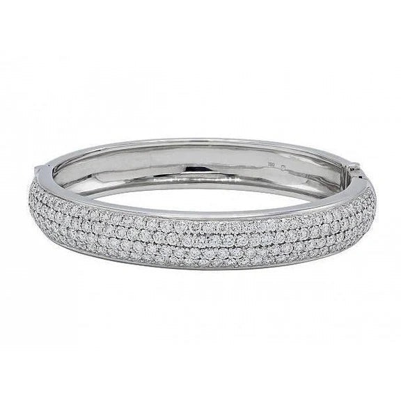 Bracelet Jonc En Réel Diamant Rond De 12 Carats, Bijoux En Or Blanc