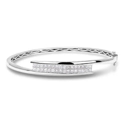 Bracelet Jonc En Réel Diamants De Taille Princesse De 4,80 Carats D'Or Blanc De 14K