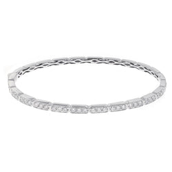Bracelet Jonc En Véritable Diamant Rond Et Micro Pavé De 4 Carats Avec Or Blanc De 14K