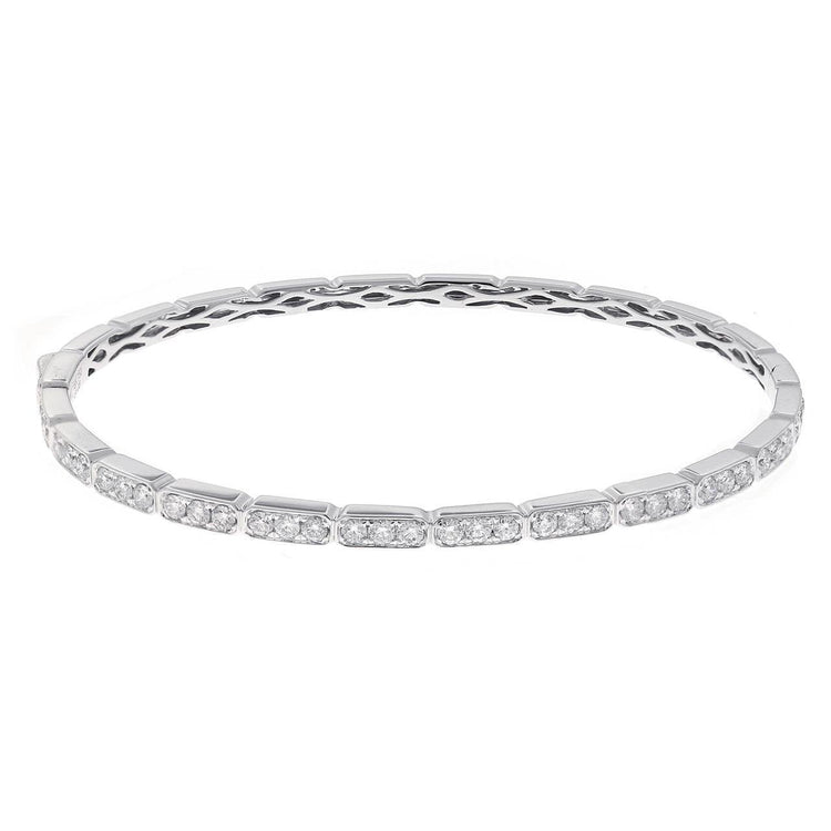 Bracelet Jonc En Véritable Diamant Rond Et Micro Pavé De 4 Carats Avec Or Blanc De 14K