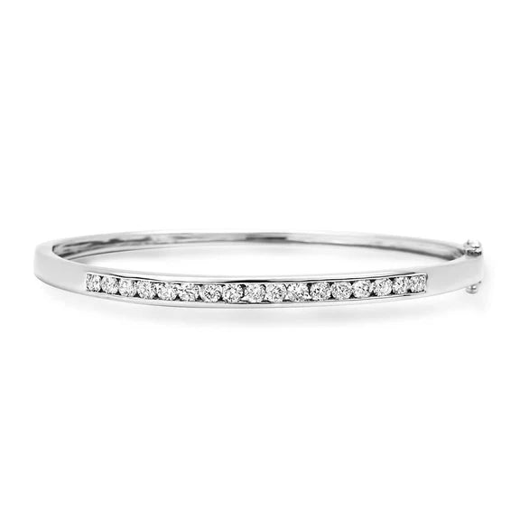 Bracelet Jonc Pour Femme En Réel Diamant Rond De 2,55 Carats Avec Or Blanc De 14k
