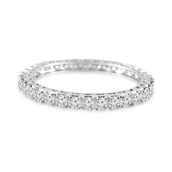 Bracelet Jonc Réel Diamant Brillant Rond 12 Carats Or Massif Blanc