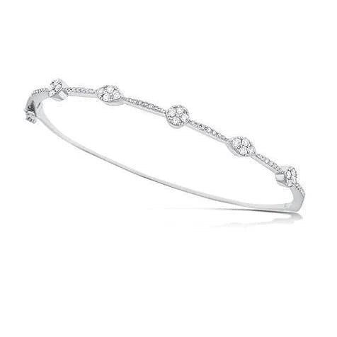 Bracelet Jonc Réel Diamant De Taille Ronde De 2 Carats En Or Blanc 14K