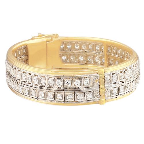 Bracelet Jonc Réel Diamant Or Jaune 9 Carats 14K Bijoux