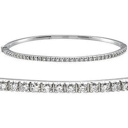 Bracelet Jonc Réel Diamant Rond En Or Blanc 14K Bijoux 5 Carats