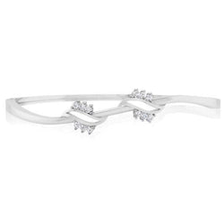 Bracelet Jonc Véritable Diamant Rond 4 Carats Or Blanc 14K Nouveau