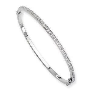 Bracelet Jonc à Réel Diamants Ronds De 2.20 Cts En Or Blanc 14K